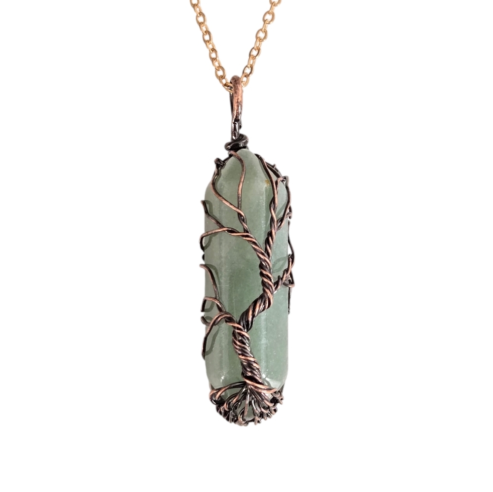 NWOT natural aventurine tree-of-life necklace